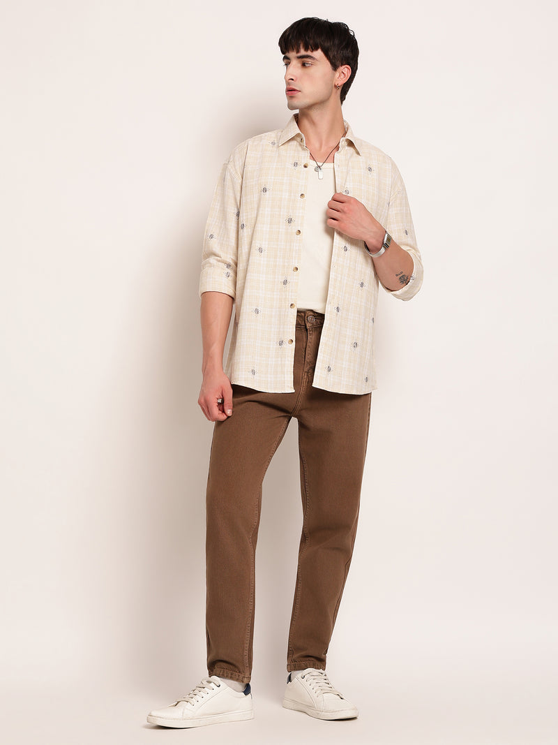 Tartan Embroidered Casual Shirt