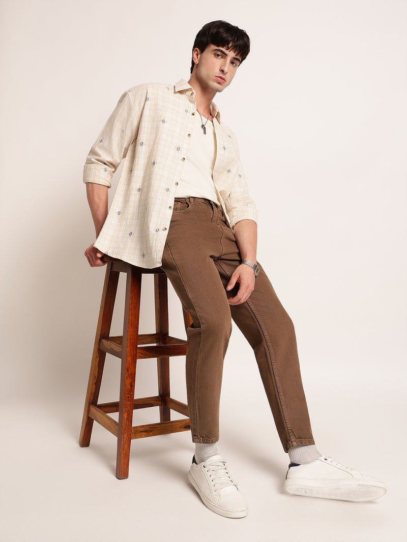 Tartan Embroidered Casual Shirt