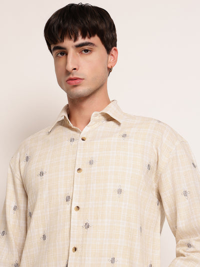 Tartan Embroidered Casual Shirt