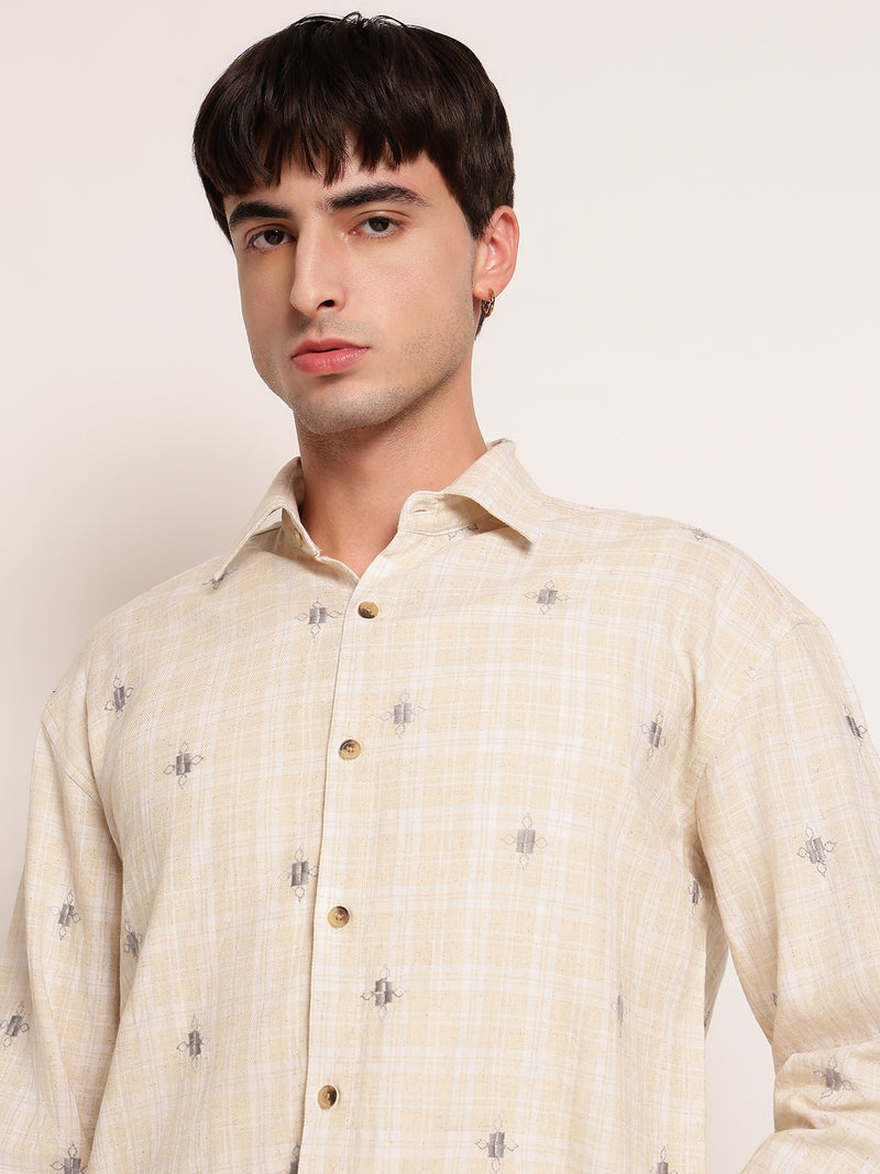 Tartan Embroidered Casual Shirt