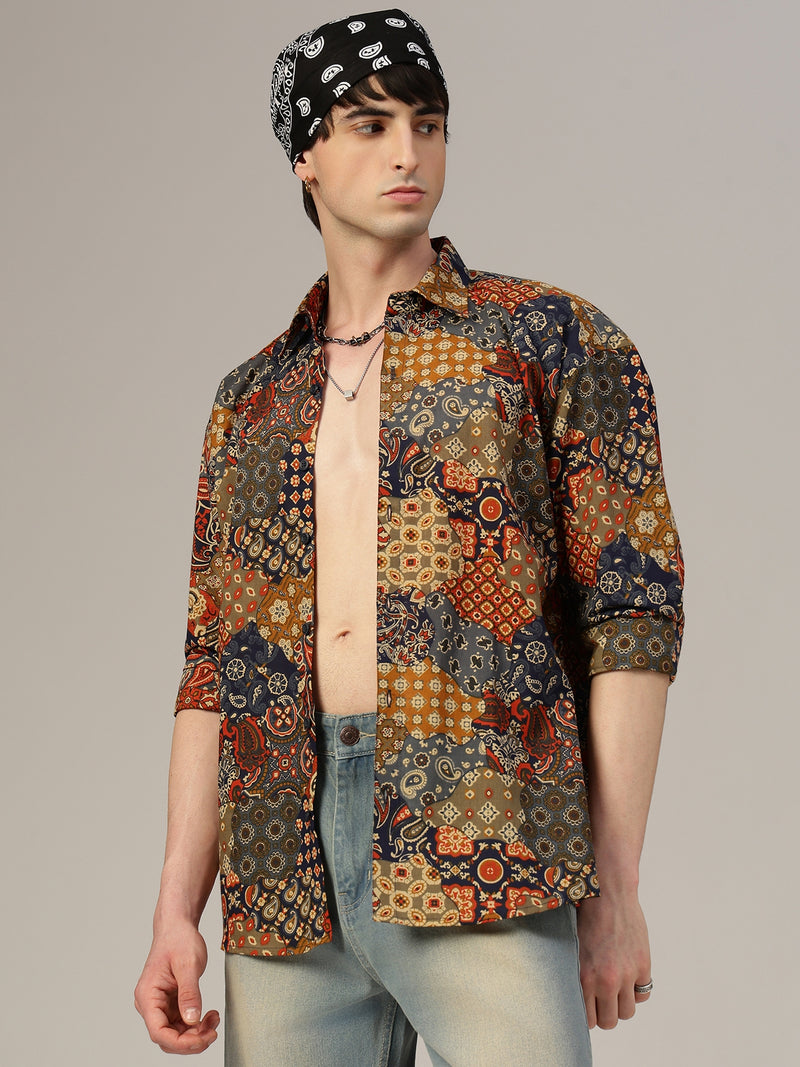 Ethnic Print Relaxed Fit Shirt