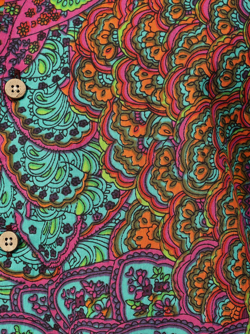 Pink & Green Psychedelic Print Oversized Shirt