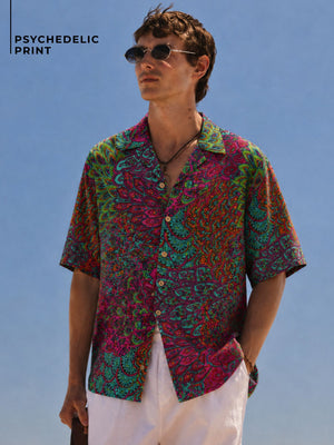 Pink & Green Psychedelic Print Oversized Shirt