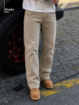 Mud Yellow Korean Baggy Jeans
