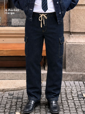 Dark Blue Korean  Cargo Jeans