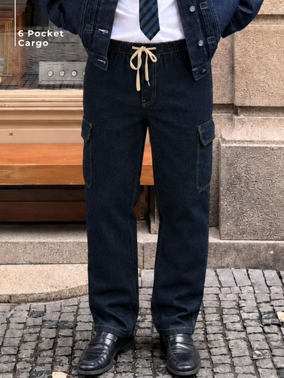 Dark Blue Korean  Cargo Jeans
