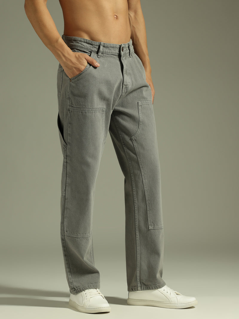 Grey:  Baggy Fit Carpenter Jeans