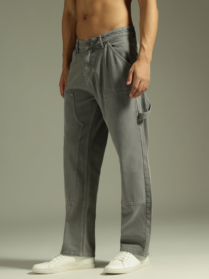 Grey:  Baggy Fit Carpenter Jeans