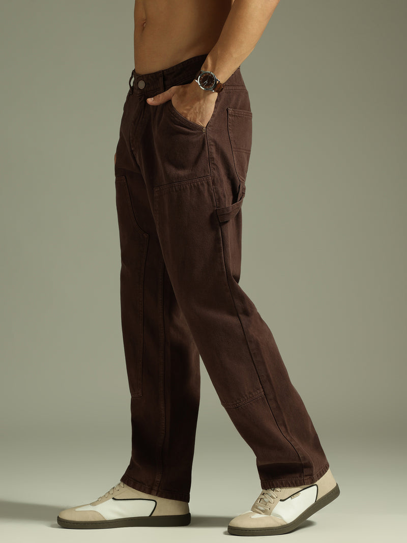 Brown: Baggy Fit Carpenter Jeans