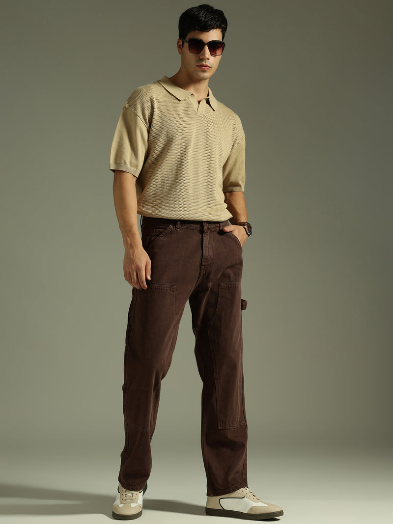 Brown: Baggy Fit Carpenter Jeans