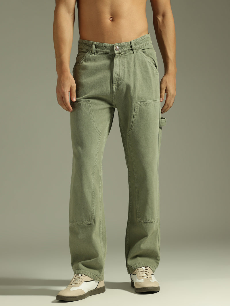 Mint Green: Baggy Fit Carpenter Jeans