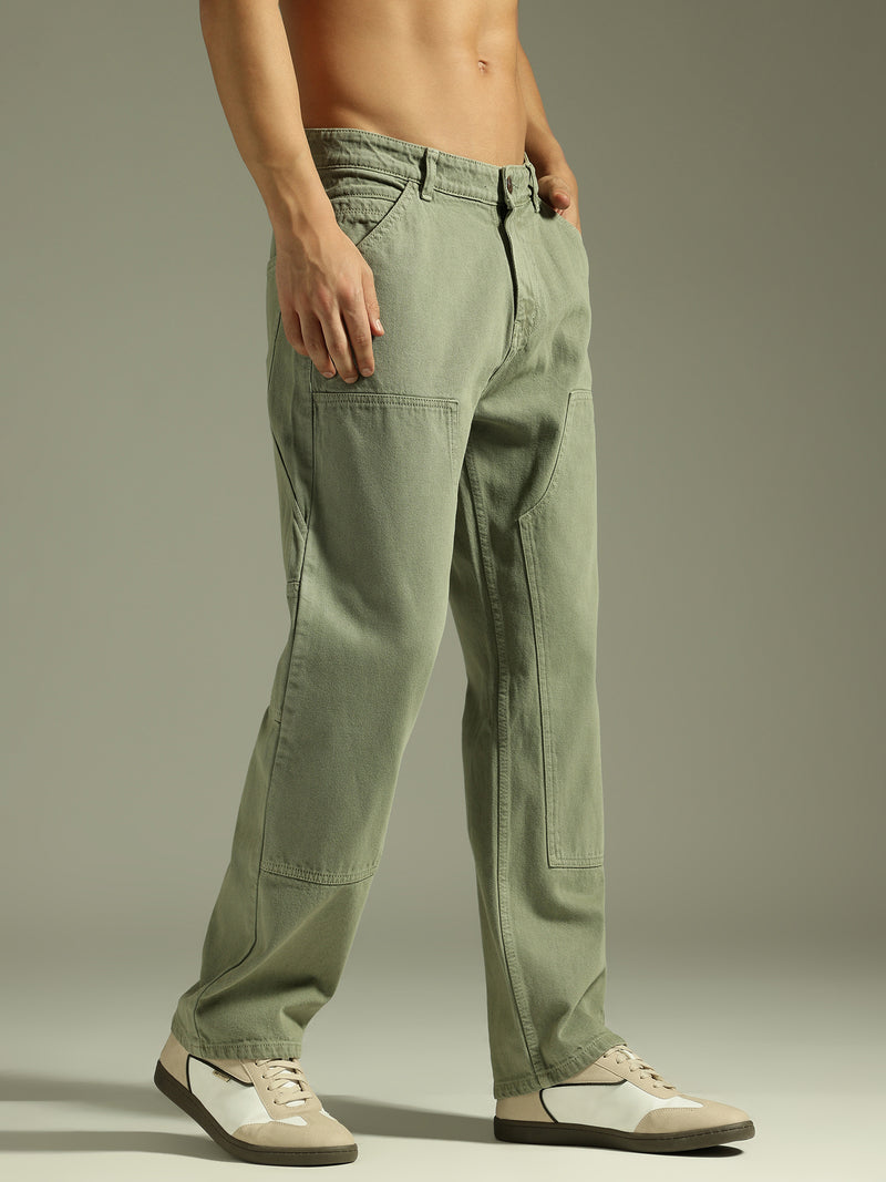 Mint Green: Baggy Fit Carpenter Jeans