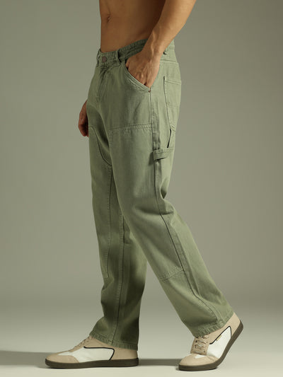Mint Green: Baggy Fit Carpenter Jeans