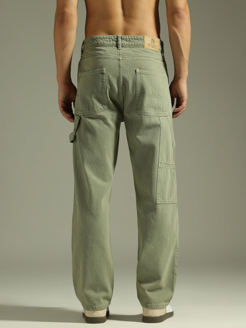 Mint Green: Baggy Fit Carpenter Jeans