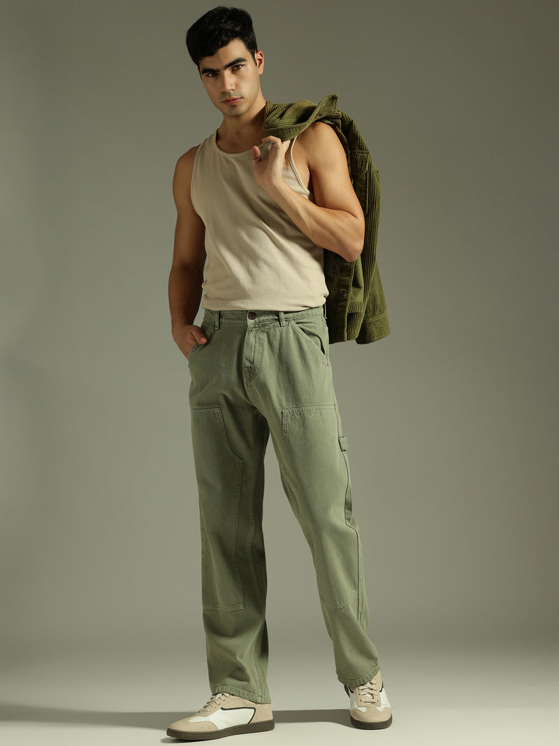 Mint Green: Baggy Fit Carpenter Jeans