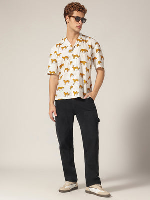 Dennison men's black carpenter baggy fit jeans front view