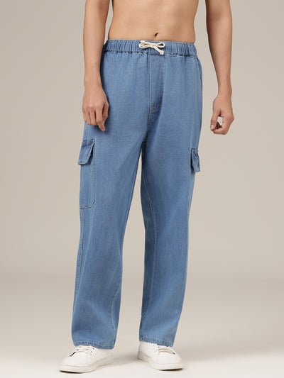 Light Blue Jogger Fit Cargo Jeans