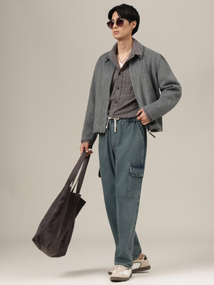 Blue Jogger Fit 6 Pockets Cargo Jeans