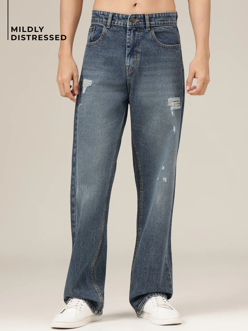 Retro Distressed Baggy Fit Jeans