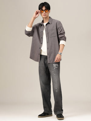 Charcoal Mildly Distressed Baggy Fit Jeans