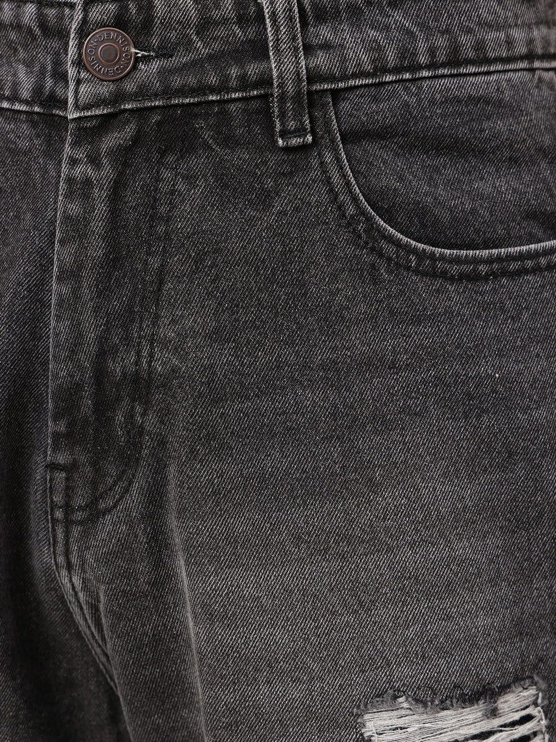 Charcoal Mildly Distressed Baggy Fit Jeans