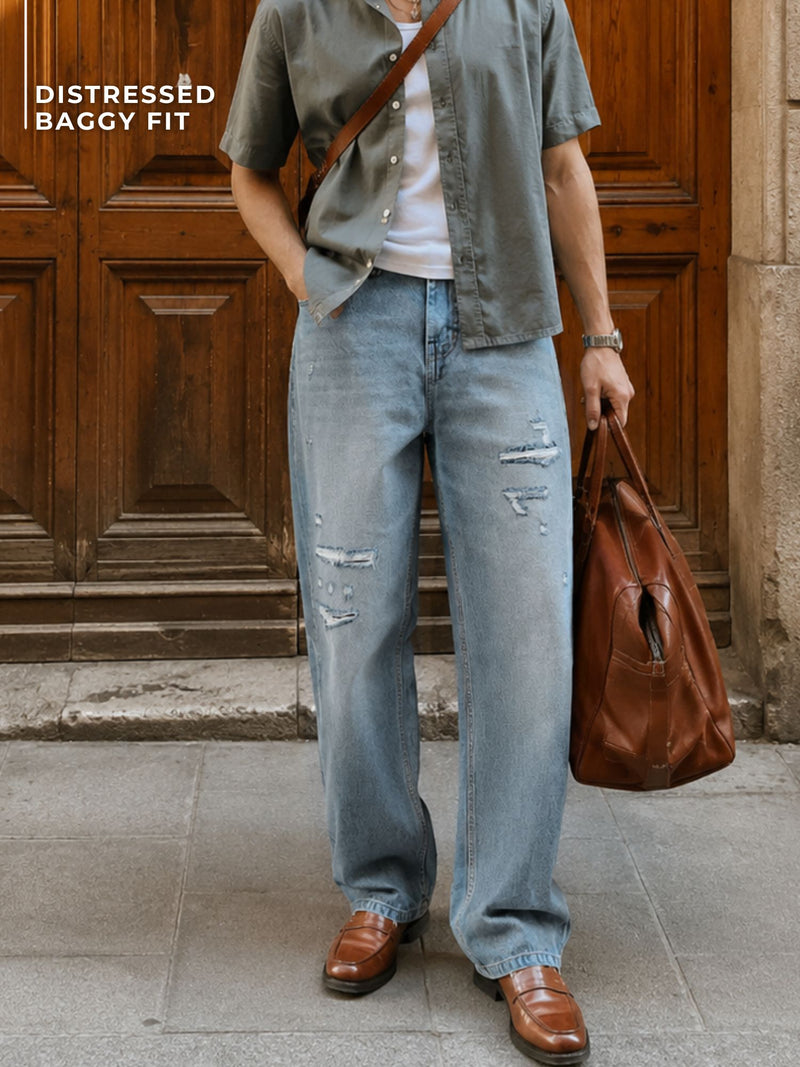 Baggy Fit Distressed Jeans