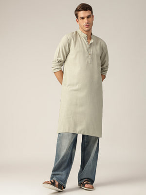 Mint Green: Mandarin Collar Casual Kurta