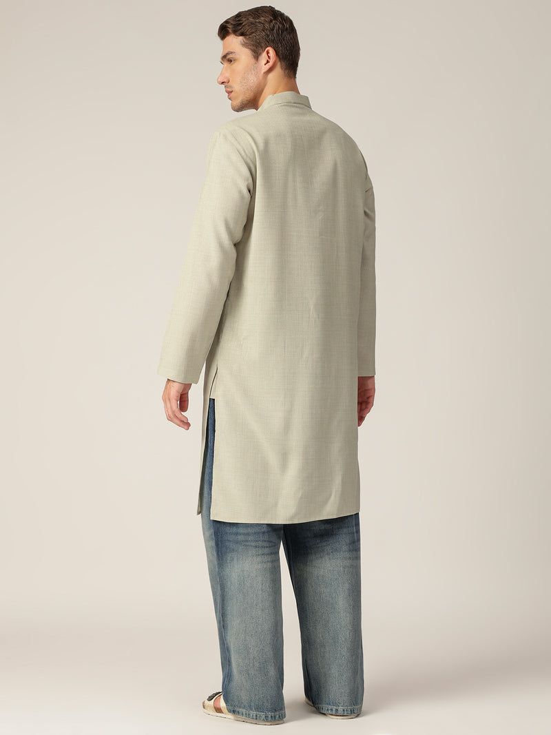 Mint Green: Mandarin Collar Casual Kurta