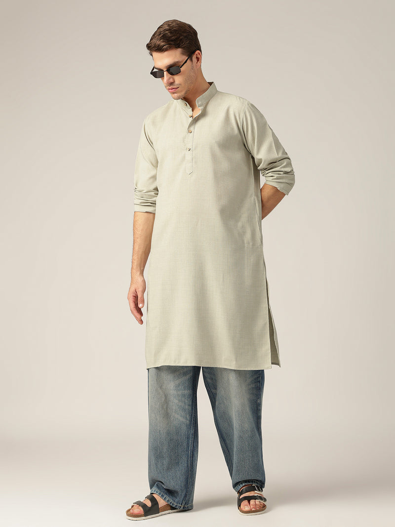 Mint Green: Mandarin Collar Casual Kurta