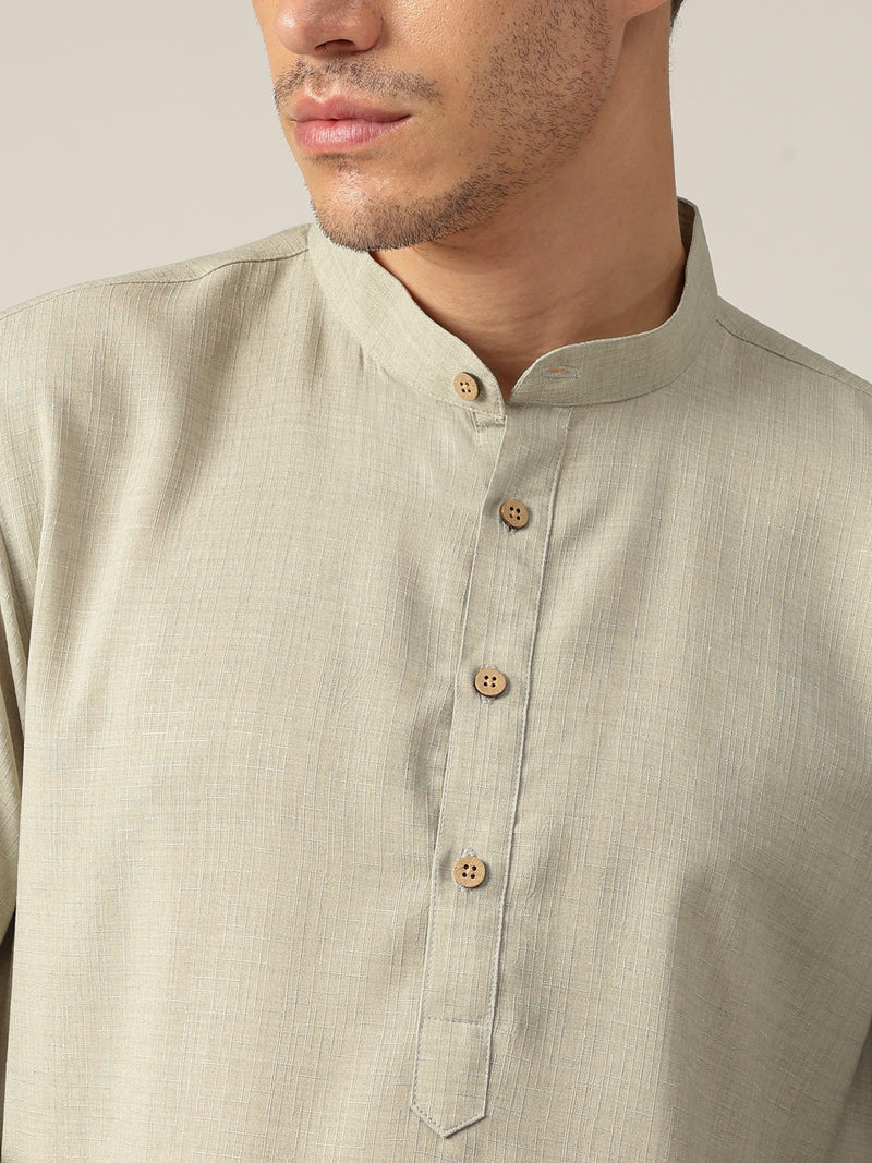 Mint Green: Mandarin Collar Casual Kurta