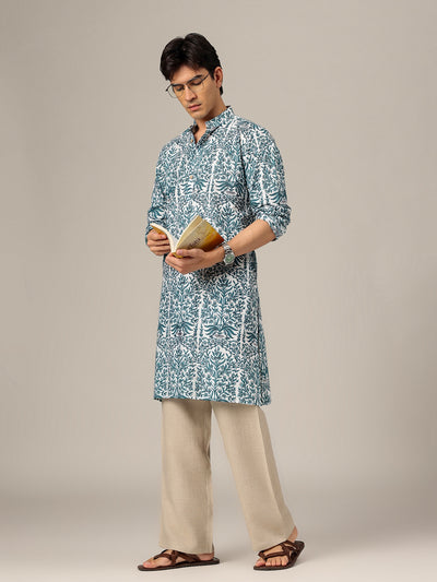 Floral Printed Mandarin Collar Kurta