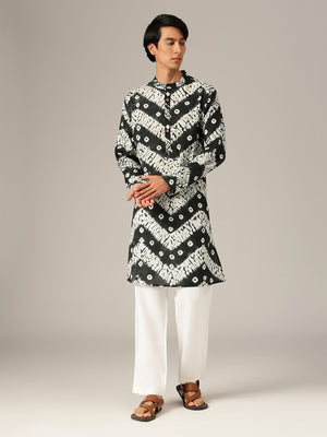 Black & White Bandhani Kurta