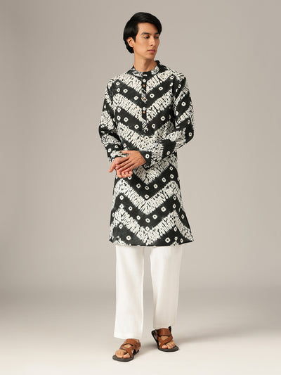 Black & White Bandhani Kurta
