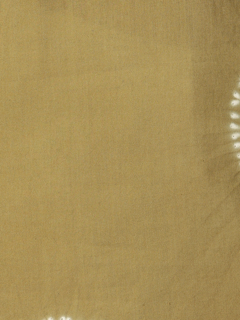 Olive & White: Bandhani Sustainable Mandarin Collar Kurta