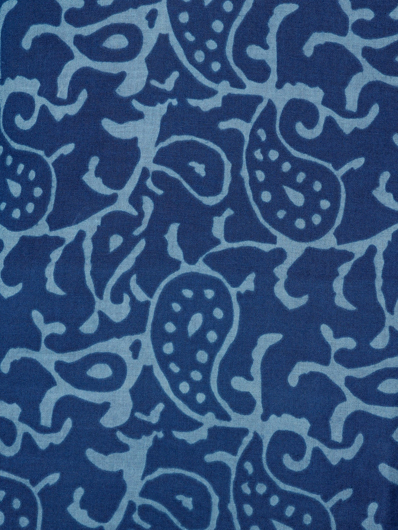 Blue: Abstract Block Printed Mandarin Collar Kurta