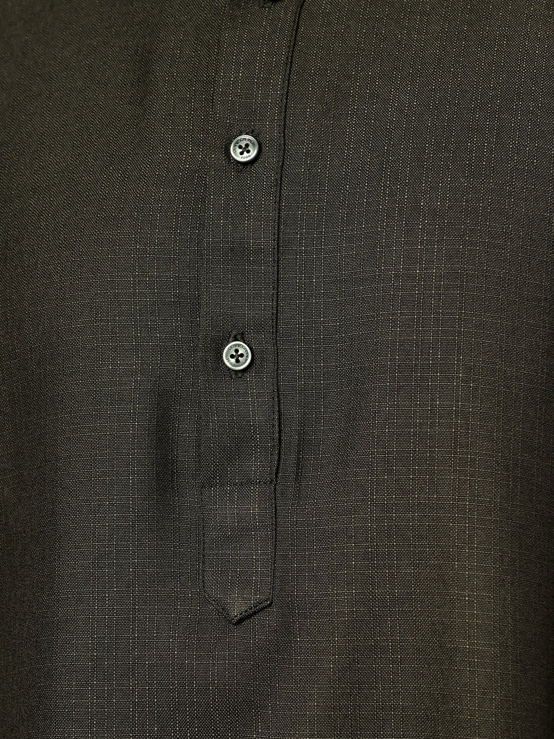 Green: Self-Design Spread Collar Kurta