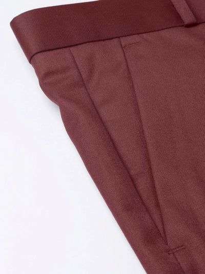 DENNISON Men Maroon Smart Tapered Fit Smart Casual Trousers