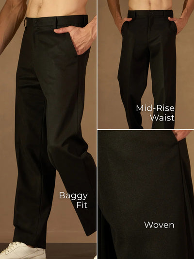 Black Loose Fit Korean Trouser