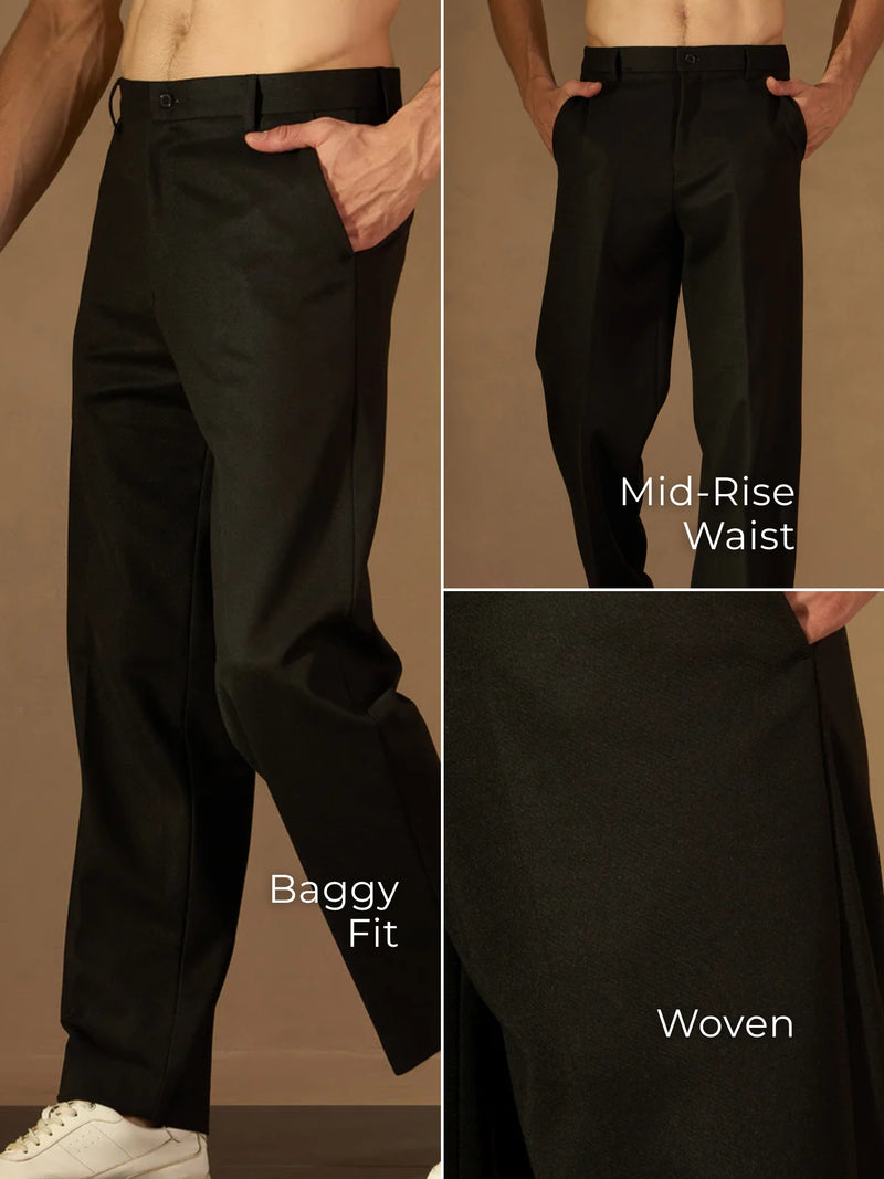 Black Loose Fit Korean Trouser