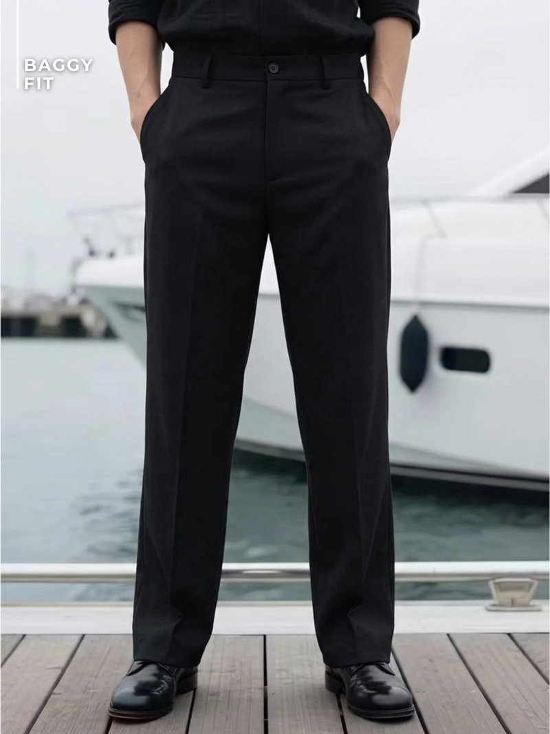 Black Loose Fit Korean Trouser
