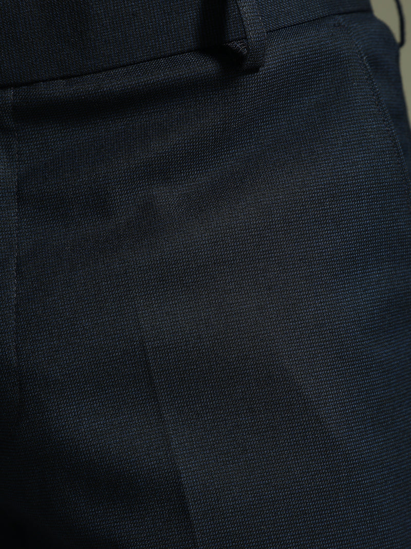 Dark Blue: Textured Tapered Fit Casual Trouser