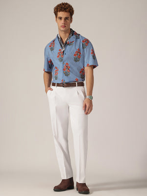 White baggy Korean pant front view by Dennison