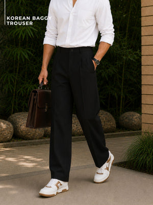 Korean Baggy Fit Pleated Trouser