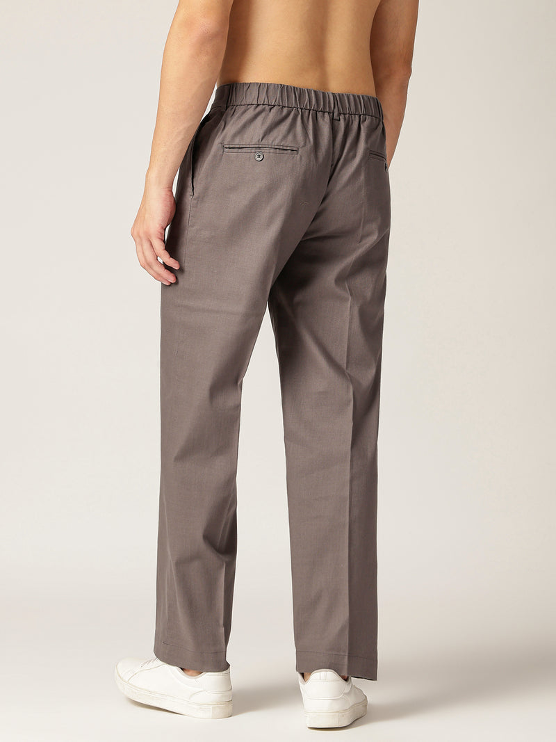 Dark Grey: Textured Double Pleated Korean Baggy Fit Trouser
