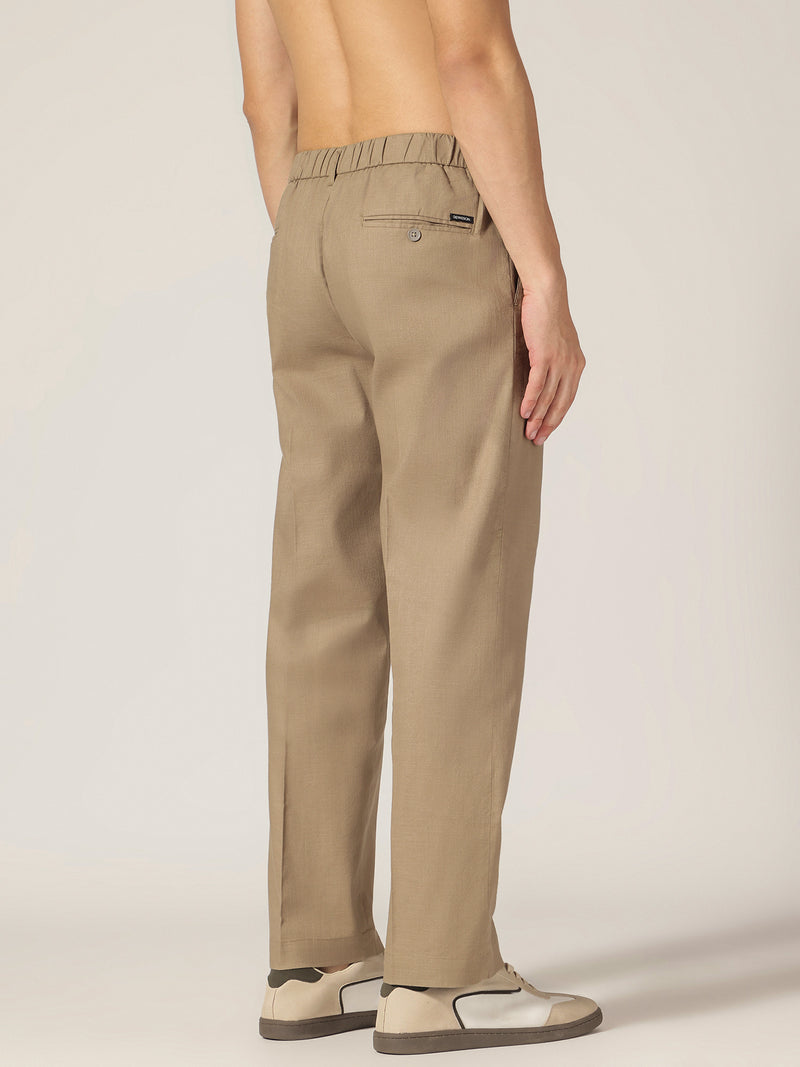 Khaki: Textured Double Pleated Korean Baggy Fit Trouser