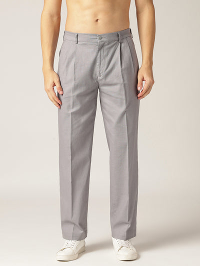 Steel: Textured Double Pleated Korean Baggy Fit Trouser