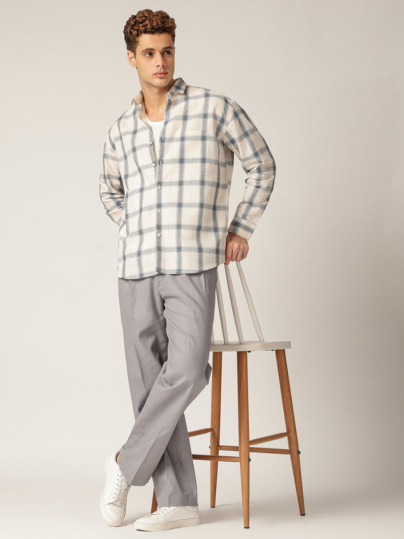 Steel: Textured Double Pleated Korean Baggy Fit Trouser