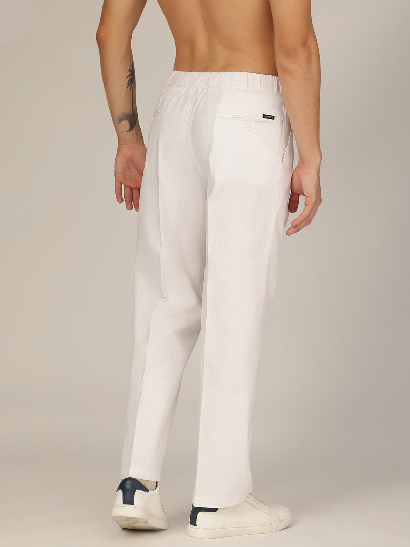 White: Textured Double Pleated Korean Baggy Fit Trouser