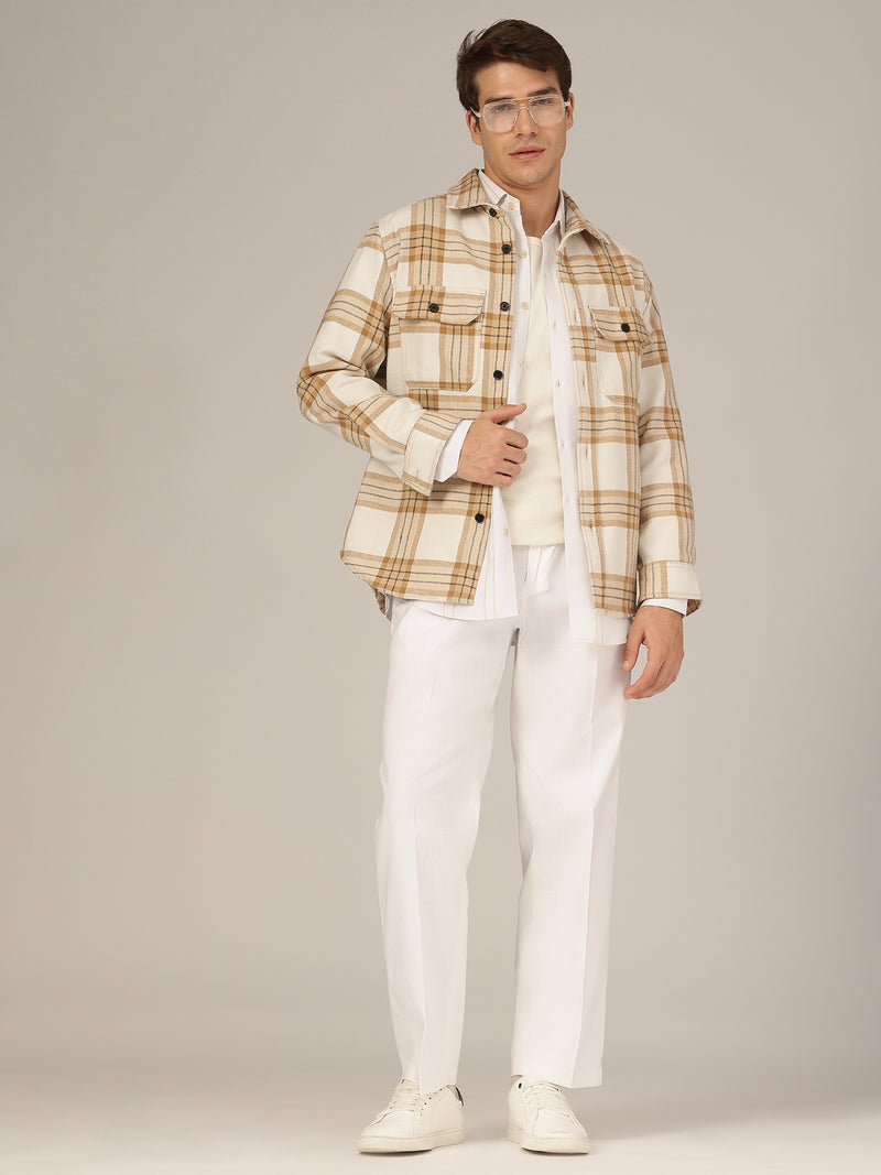 White: Textured Double Pleated Korean Baggy Fit Trouser