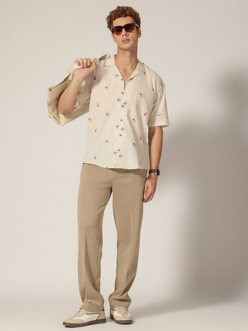 Beige: Korean Baggy Fit Casual Trouser